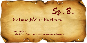 Szloszjár Barbara névjegykártya