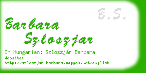 barbara szloszjar business card